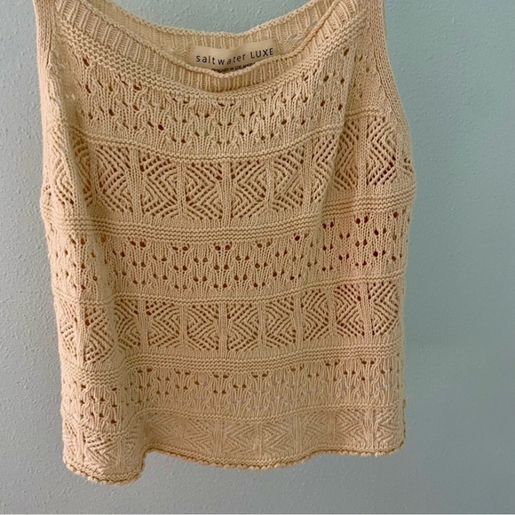 SALTWATER LUXE Kimia Crochet Sweater Tank beige size large - Picture 3 of 12